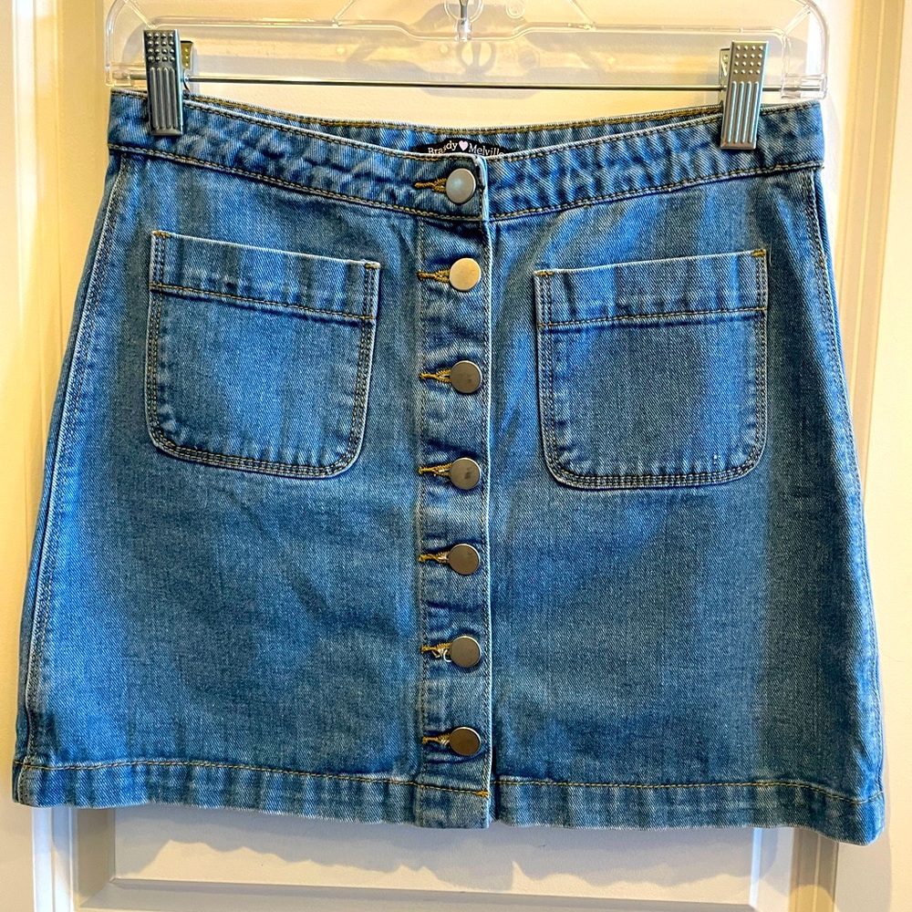 BrandyMelville Button Front Denim Mini Skirt Sz S